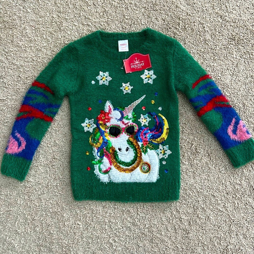 Kids Unicorn Ugly Christmas Sweater NWT